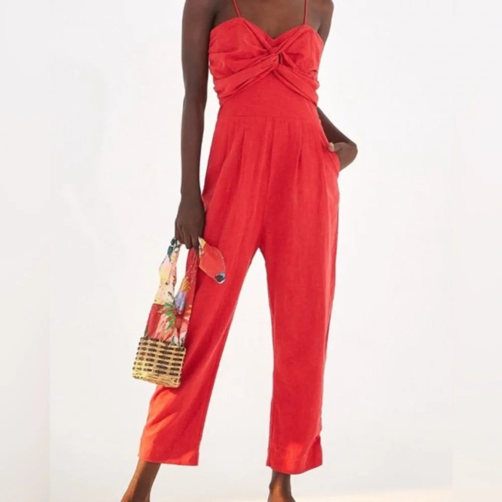 FARM RIO EUC Cherry Red Jumpsuit size M